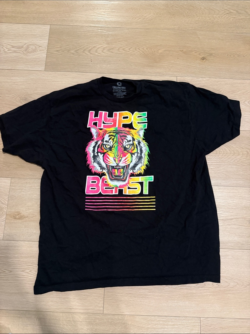 Akademiks Black Tee with Neon Gradient Text